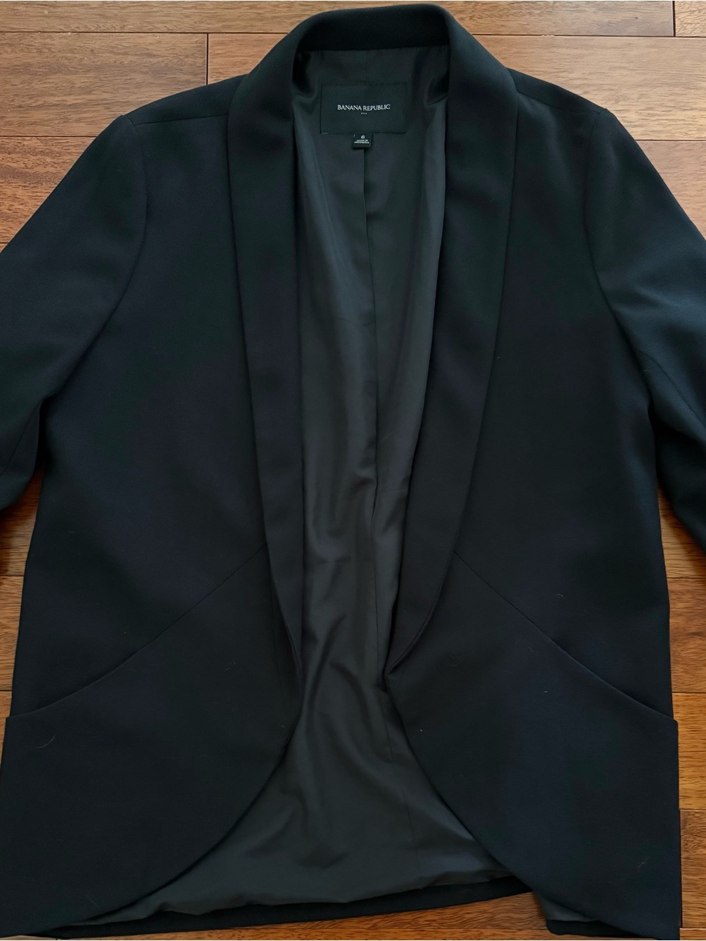 Banana Republic Black Open-Front Shawl Lapel Blazer